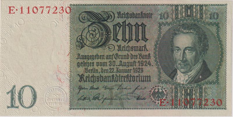 10 Reichsmark 1929, series E/R, BKK D2a, Hej D2a

aUNC