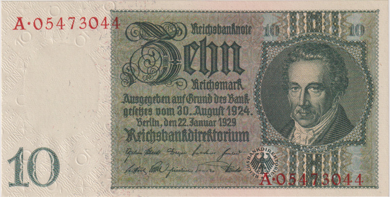 10 Reichsmark 1929, the first series A(!), BKK D2d, Hej D2d

UNC