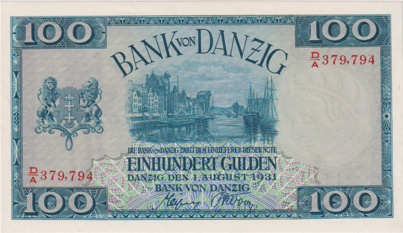 Danzig, 100 Gulden 1931, series D/A, Pick 62

UNC