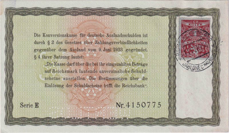 Germany, 5 Reichsmark 1933, overprint 1934, Konversionskasse, perforation WERTLO...