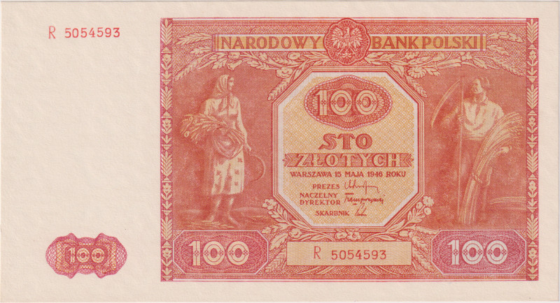 Poland, 100 Zlotych 1946, series R, Pick 129

UNC