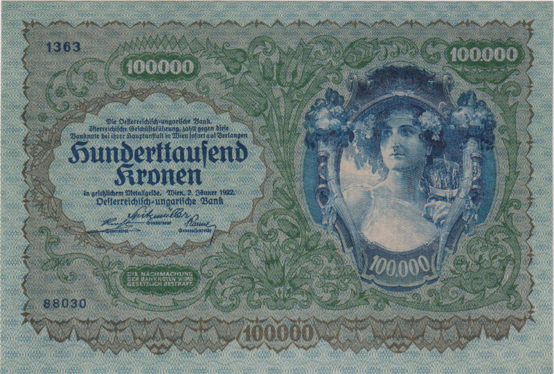 Austria, 100.000 Koruna 1922, Pick 81

UNC