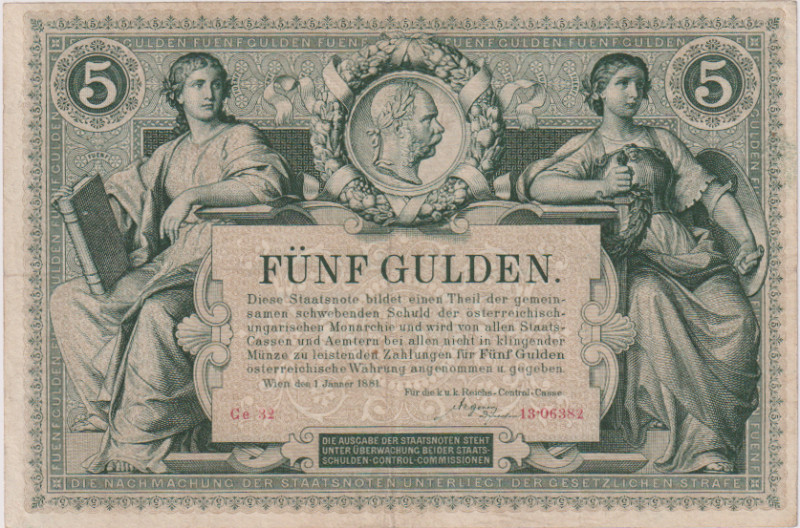 5 Gulden 1881, Pick A154

VG+