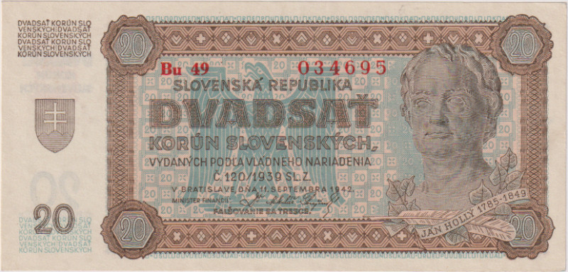 20 Koruna 1942, series Bu 49, BKK 53b, Hej 53a2

aUNC