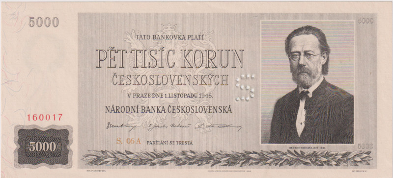 5000 Koruna 1945, series 06A, perforation "S", BKK 79, Hej 80

aUNC