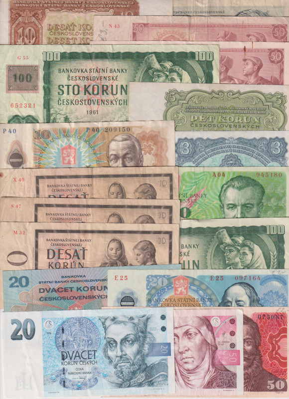 1 - 500 Koruna, 1953 - 1989, 1993 large lot of 300+ banknotes, all after 1953, i...