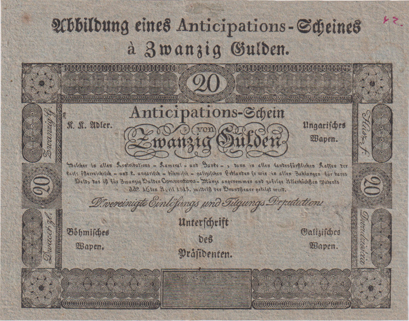 20 Gulden 1813, Anticipations-Schein, Formulare, Pick A53b

VF