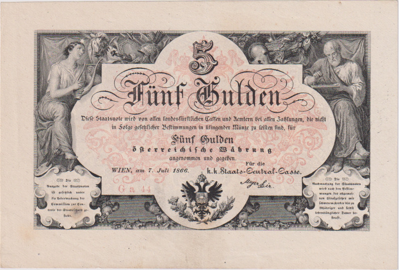 5 Gulden 1866, red series, Pick A151b

XF