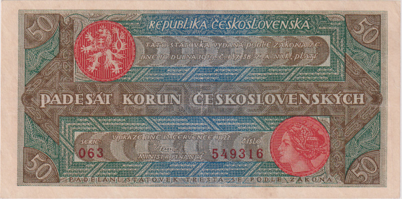 50 Koruna 1922, series 063, BKK 19b, Hej 19b

VF