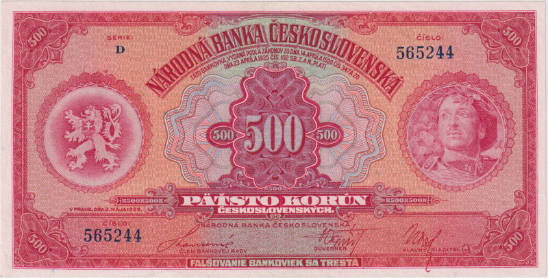 500 Koruna 1929, series D, BKK 23c, Hej 23c

XF