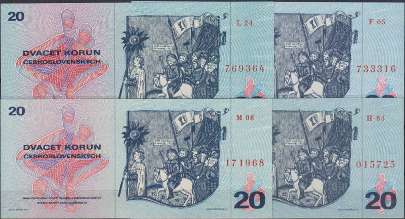 20 Koruna 1970, series F, H, L, M, 4 pcs, BKK 100, Hej 104

UNC