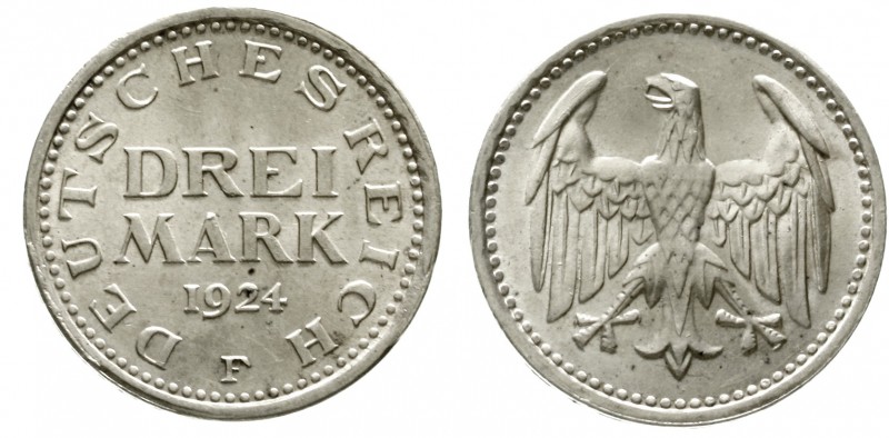 Proben, Verprägungen und Besonderheiten Weimarer Republik
3 Reichsmark 1924 F m...