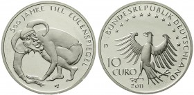 Proben, Verprägungen und Besonderheiten Bundesrepublik Deutschland
10 Euro Till Eulenspiegel 2011 D in Silber, jedoch mit dem Cu/Ni-Stempel geprägt. ...