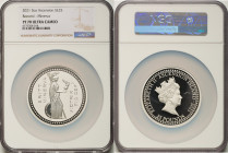 British Administration. Elizabeth II silver Proof "Bonomi Pattern - Minerva" 25 Pounds (5 oz) 2021 PR70 Ultra Cameo NGC, Commonwealth mint, KM-Unl. Mi...