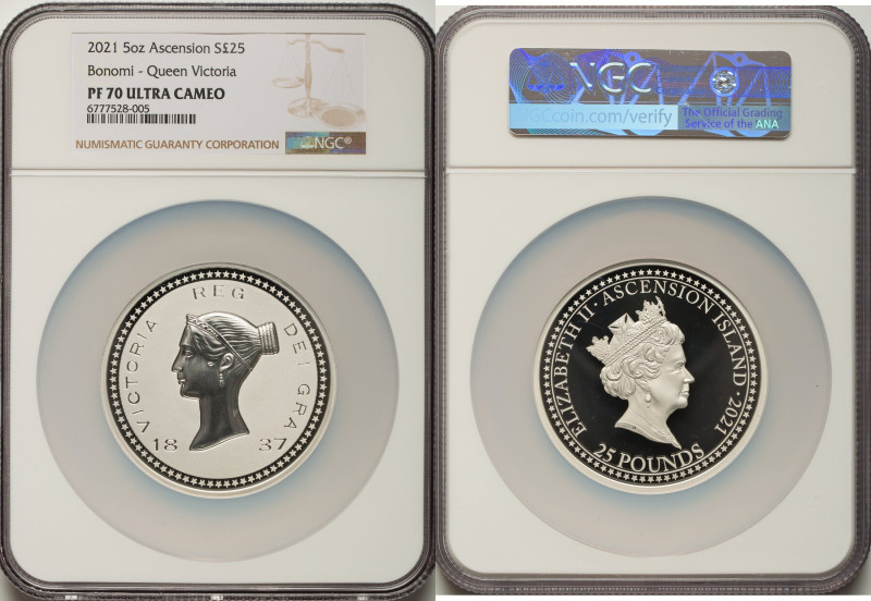 British Administration. Elizabeth II silver Proof "Bonomi Pattern - Victoria" 25...