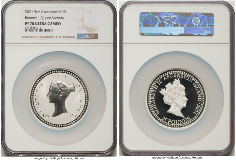 British Administration. Elizabeth II silver Proof "Bonomi Pattern - Victoria" 25...