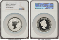 British Administration. Elizabeth II silver Proof "Bonomi Pattern - Victoria" 25 Pounds (5 oz) 2021 PR70 Ultra Cameo NGC, Commonwealth mint, KM-Unl. M...