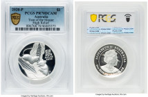 Elizabeth II silver Proof High Relief "Year of the Mouse" Dollar (1 oz) 2020-P PR70 Deep Cameo PCGS, Perth mint, KM-Unl. Mintage: 3,888. Lunar series....