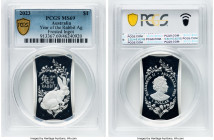 Elizabeth II silver "Year of the Rabbit" Dollar Ingot 2023 MS69 PCGS, Royal Australian mint, KM-Unl. Lunar series. Frosted Ingot. HID09801242017 © 202...