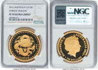 Elizabeth II gold Proof "Chinese Dragon" 100 Dollars (1 oz) 2012 PR70 Ultra Cameo NGC, KM-Unl. HID09801242017 © 2023 Heritage Auctions | All Rights Re...