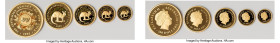 Elizabeth II 5-Piece Uncertified gold "Australian Nugget" Proof Set 2005, 1) 100 Dollars (1 oz) 2) 50 Dollars (1/2 oz) 3) 25 Dollars (1/4 oz) 4) 15 Do...