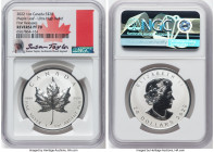 Elizabeth II silver Ultra High Relief Reverse Proof "Maple Leaf" 20 Dollars (1 oz) 2022 PR70 NGC, Royal Canadian mint. First Releases. Label hand-sign...