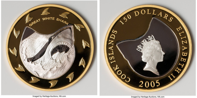 Elizabeth II bi-metallic gold & silver Proof "Great White Shark" 150 Dollars (2 ...