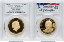 Elizabeth II gold Proof "Ronald Reagan" 200 Dollars (1 oz) 2016 PR70 Deep Cameo PCGS, KM-Unl. First Strike. Label hand-signed by Michael Reagan. HID09...