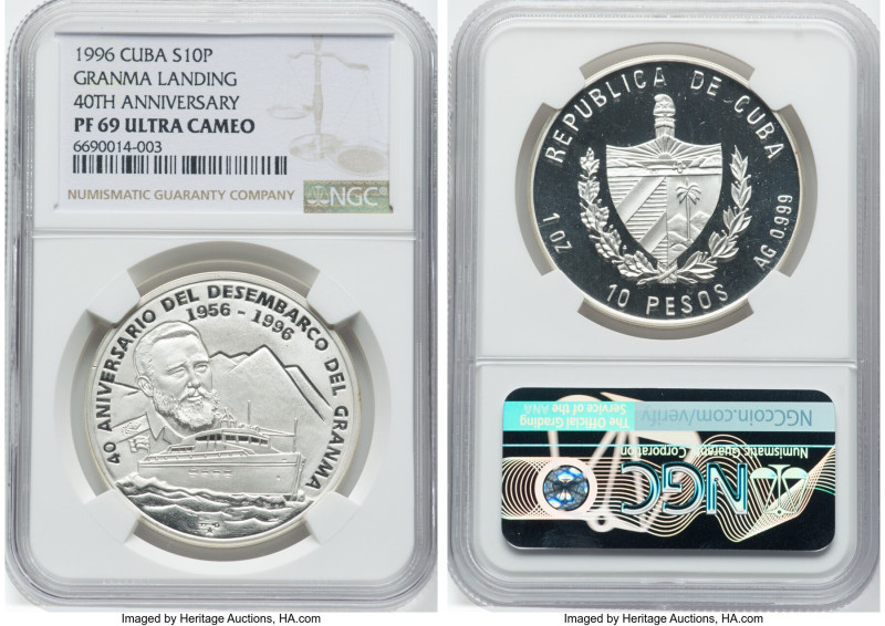 Republic Proof "40th Anniversary - Granma's Landing" 10 Pesos 1996 PR69 Ultra Ca...