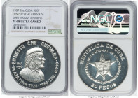 Republic Proof "60th Anniversary - Ernesto Che Guevara" 20 Pesos (2 oz) 1987 PR68 Ultra Cameo NGC, KM170. Birth of Ernesto Che Guevara. HID09801242017...