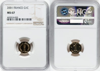 Republic gold Centime 2001 MS67 NGC, KM928a. Mintage: 7,492. HID09801242017 © 2023 Heritage Auctions | All Rights Reserved