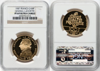 Republic gold Proof "General Lafayette" 100 Francs 1987 PR69 Ultra Cameo NGC, KM962b. 230th Anniversary - Birth of General Lafayette. HID09801242017 ©...