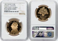 Republic gold Proof "General Lafayette" 100 Francs 1987 PR67 Ultra Cameo NGC, KM962b. 230th Anniversary - Birth of General Lafayette. HID09801242017 ©...
