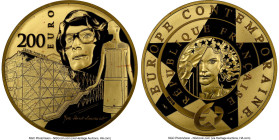 Republic gold Proof "Yves Saint Laurent" 200 Euros 2016 PR68 Ultra Cameo NGC, Paris mint, KM-Unl. Commemorating the 80th Anniversary of Birth. HID0980...