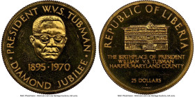 Republic gold Proof "Tubman's 75th Birthday" 25 Dollars 1970-B PR64 Cameo NGC, Bern mint, KM23. 75th Birthday of President Tubman. HID09801242017 © 20...