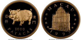 Republic gold Proof "Year of the Pig" 1000 Patacas 1995 PR70 Ultra Cameo NGC, KM76. Lunar series. HID09801242017 © 2023 Heritage Auctions | All Rights...