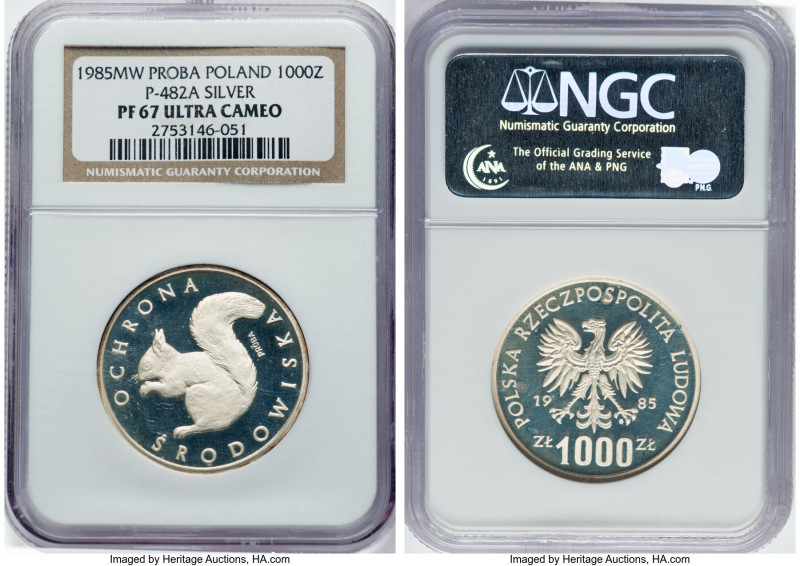 Republic silver Proof Proba "Squirrel - Environmental Protection" 1000 Zlotych 1...