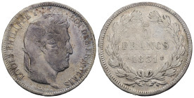 FRANCIA. Luigi Filippo. 5 Francs 1831. Ag. MB