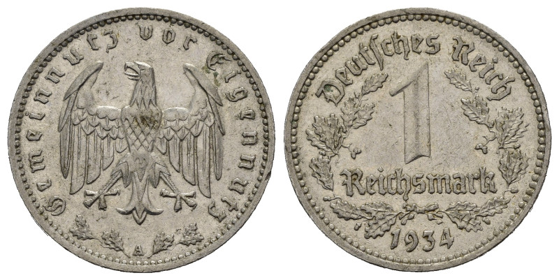 GERMANIA. Terzo Reich. 1 reichsmark 1934 A. Ni. qSPL