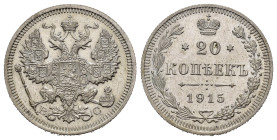 RUSSIA. 20 Kopeki 1915. Ag. qFDc