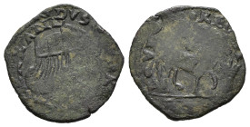 Brindisi. Ferdinando I d'Aragona (1458-1494). Cavallo. CNI tav. XII, 3; MEC 14, 25; MIR (Italia merid.) 360. AE. 1.68 g. 19.00 mm. R. Debolezze da con...