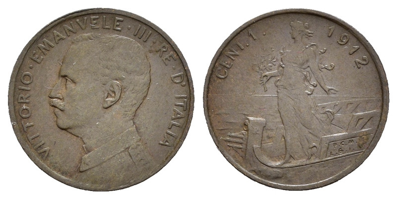 Regno d'Italia. Vittorio Emanuele III (1900-1943). 1 centesimo 1912 "Prora" SPL