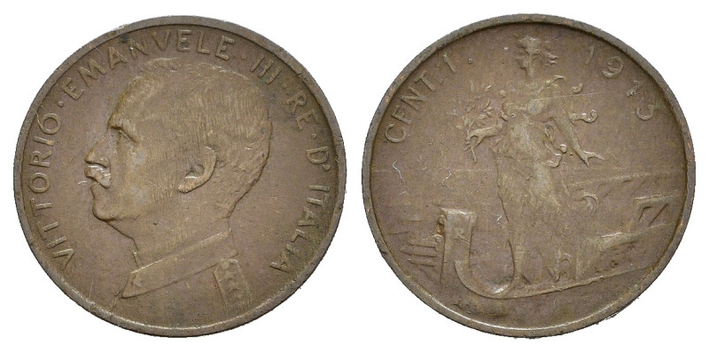 Regno d'Italia. Vittorio Emanuele III (1900-1943). 1 centesimo 1913 "Prora" qSPL