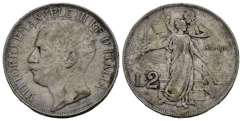 Regno d'Italia. Vittorio Emanuele III (1900-1943). 2 Lire 1911 "Cinquantenario" ...