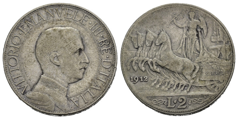 Regno d'Italia. Vittorio Emanuele III (1900-1943). 2 Lire 1912 "Quadriga veloce"...