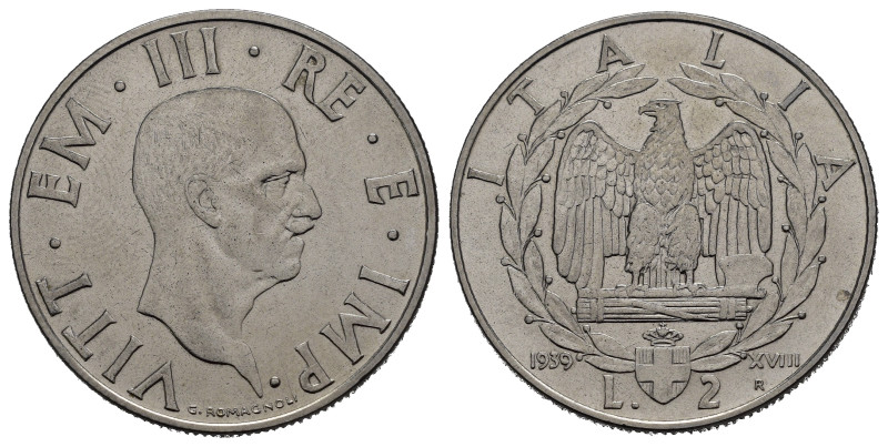 Regno d'Italia. Vittorio Emanuele III (1900-1943). 2 Lire 1939 XVIII magnetica "...