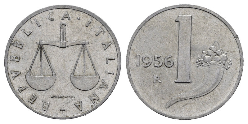 Repubblica Italiana. 1 Lira 1956. Al. SPL