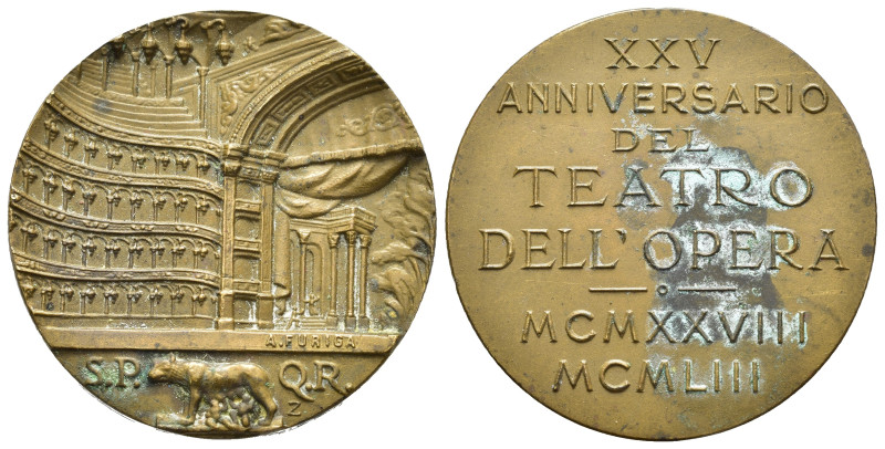 Medaglie Italiane. Roma. Medaglia XXV anniversario Teatro dell'Opera 1953. SPQR....