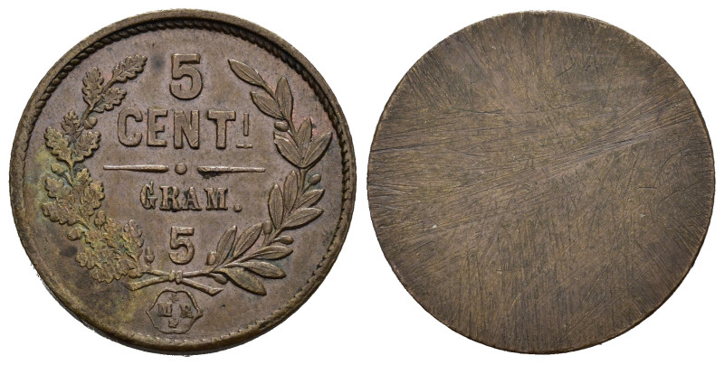 Peso Monetale. Regno d'Italia. Peso dei 5 centesimi. Cu (5.00 g). Rar. BB+