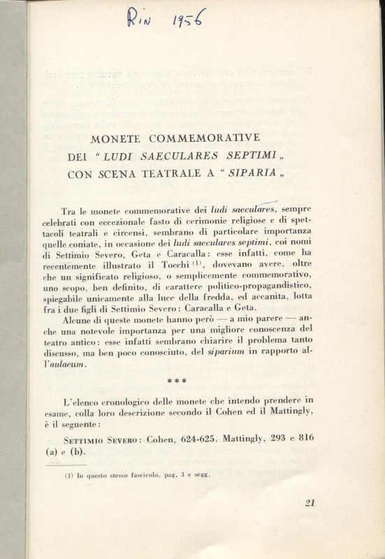 TRAVERSARI G. - Monete commemorative dei " Ludi Saeculares Septimi" con scena te...